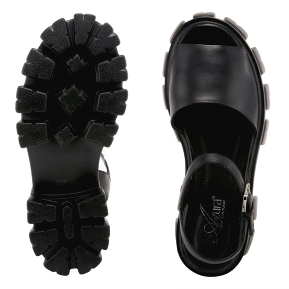 Azura Black Chunky Platform Sandals - Picture 4 of 17